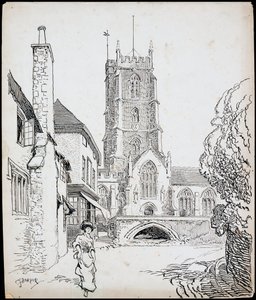 Vista da sud della Chiesa Priorale di San Giorgio, Dunster, Somerset da Charles George Harper