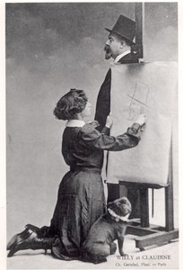 Cartolina raffigurante Colette e suo marito Willy da Charles Gerschel