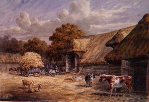 Il cortile della fattoria di Mr. Harrison, Barton Farm, Buckland, vicino a Dover, da un album di paesaggi britannici