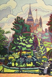 Giardini lungo Victoria Embankment da Charles Ginner