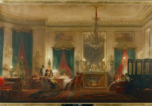 Il salone della principessa Matilde, figlia del re Gerolamo e della regina Caterina di Wuerttemberg, in rue de Courcelle a Parigi... (olio su tela) da Charles Giraud