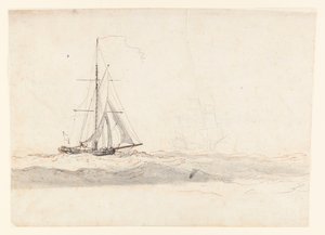Un cutter al vento con una nave in lontananza