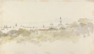 Genova - Un paesaggio marino con navi da Charles Gore