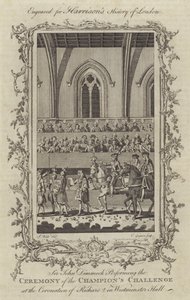Sir John Dimmock che esegue la cerimonia della sfida del campione all
