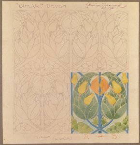 Omar, design per un doppio tessuto di seta e lana, 1898 da Charles Harrison Townsend