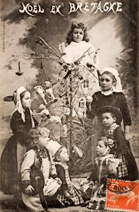 Vecchia cartolina, Buon Natale, I bambini saggi, Bretagna, Francia da Augustus Kollner