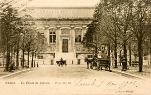 Cartolina, Palais de Justice, Parigi, Senna, Ile de France, Francia da Augustus Kollner
