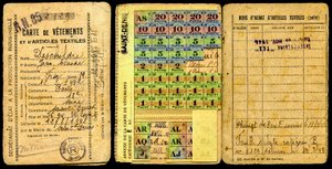 Tessera di razionamento, Tessera di abbigliamento, Segretariato per la produzione industriale, Seconda Guerra Mondiale 1941