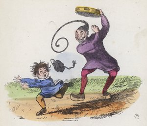 Ragazzo spaventato da un cinese che suona un tamburello da Charles Henry (after) Bennett