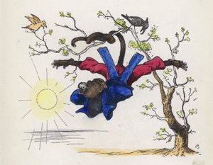 Scimmia appesa a un albero per la coda da Charles Henry (after) Bennett
