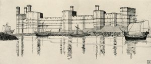 Esterno del castello di Caernarvon, Galles del Nord da Charles Henry Bourne Quennell