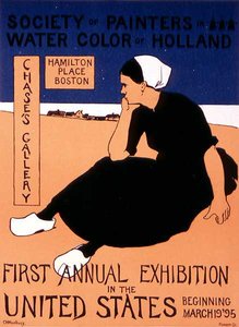 Riproduzione di un poster che pubblicizza la prima mostra annuale negli Stati Uniti della 
