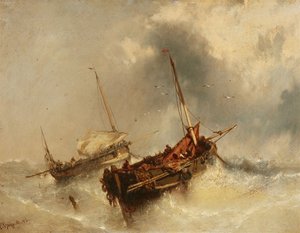 Tedesco: Zwei Segelschiffe auf stürmischer See Due barche sul mare in tempesta