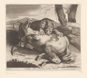 Combattimento tra pantera e cavallo da Charles II Errard (attributed to)