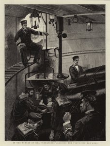 Nella torretta della HMS Conqueror, caricamento dei cannoni da quarantacinque tonnellate da Charles J. Staniland