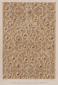 Una parte del soffitto della galleria, Charlton House, Wilts, il soffitto è largo 17 piedi e lungo circa 115 piedi (litografia a colori) da Charles James Richardson