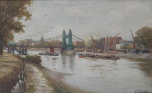 Ponte di Hammersmith - quello attuale - dopo il 1887 - visto dalla riva del Surrey da Charles John de Lacy