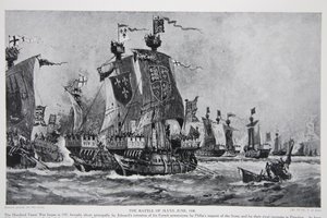La battaglia di Sluys, 24 giugno 1340, illustrazione da 