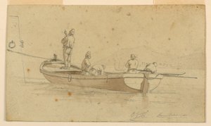 Barca da pesca al lago italiano da Charles Joseph Hullmandel