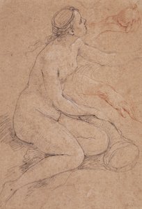 Una ninfa appoggiata a una cornucopia, e studi sussidiari delle sue mani, una che tiene una mela da Charles Joseph Natoire