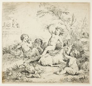 Cherubini con una capra da Charles Joseph Natoire