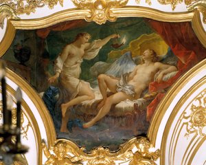 Psiche alza la lampada per contemplare suo marito Eros (o Amore) da Charles Joseph Natoire