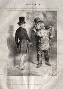 Scènes de Moeurs: Voulez-vous me permettre dallumer mon brule-gueule da Charles Joseph Traviès de Villers