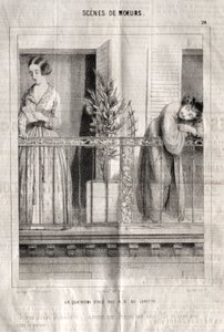 Scènes de moeurs: Un quatrieme étage rue N. D. de Lorette. Je crois quelle lit ma lettre da Charles Joseph Traviès de Villers