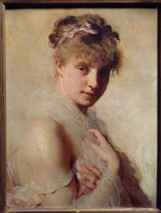Ritratto di una giovane ragazza. Dipinto di Charles Chaplin (1825-1891) da Charles Joshua Chaplin