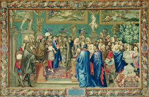 Udienza concessa da Luigi XIV (1638-1715) al Conte di Fuentes, Ambasciatore Reale di Filippo IV di Spagna, al Louvre, 24 marzo 1662, Arazzo dei Gobelins