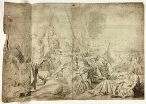 Mosè che estrae acqua dalla roccia da Charles Le Brun
