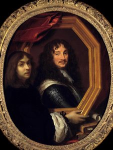 Autoritratto con ritratto di un militare da Charles Le Brun