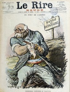 Un posteriore peloso: Clemenceau, pulitore di trincee. Copertina di "Il Riso" del 16/02/1918 da Charles Leandre