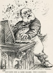 Caricatura di Charles Camille Saint-Saens, compositore, pianista e organista francese