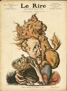 Illustrazione di Charles Leandre (1862-1934) in Le Rire, 01/01/10 - Belgio - Leone/Tigre, Alberto I (Belgio) da Charles Leandre