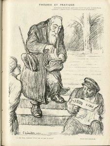 Illustrazione di Charles Leandre in Le Rire, 31/12/21 - Teoria e pratica - Premio Nobel - Lenin, Anatole France da Charles Leandre