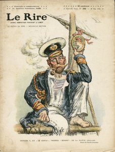 Illustrazione di Charles Leandre (1862-1934) per la copertina di Le Rire, 28/05/10 - Inghilterra Gran Bretagna, Follia, Marina Marittima, Fumare, Tabacco - Giorgio V (1865-1936)