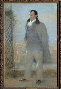 Ritratto a figura intera di Georges Courteline (1858-1929) romanziere e drammaturgo francese nel 1898. Dipinto di Charles Leandre (1862-1934). 1898. Museo delle Belle Arti di Tours