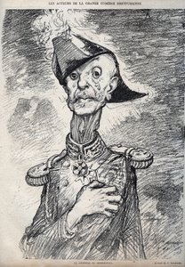 Gli attori della grande commedia dreyfusiana - Ritratto di Raoul Le Mouton de Boisdeffre (Generale de Boisdeffre) (1839-1919), militare francese - caricatura di Charles Leandre (1862-1934) in “Le Rire” 1898 da Charles Leandre