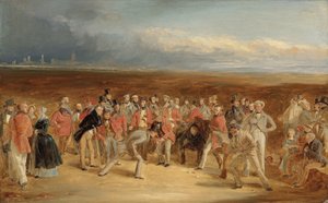 Il bozzetto finito per I Golfisti: Una grande partita giocata sui campi di St. Andrews da Sir David Baird, Bt. e Sir Ralph Anstruther, Bt. di Balcaskie, contro il Maggiore Playfair e John Campbell, Esq., di Glensaddell, nel 1850 da Charles Lees