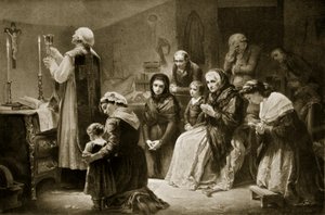 Celebrazione della messa durante la Rivoluzione Francese, illustrazione da 