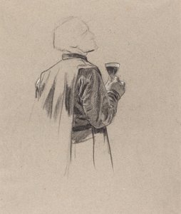 Un gentiluomo barbuto con un bicchiere di vino da Charles Louis Lucien Muller