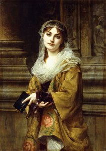Una giovane donna fuori da una chiesa da Charles Louis Lucien Muller