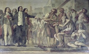 Philippe Pinel libera i pazzi dalle loro catene al manicomio di Bicetre a Parigi nel 1793, (dettaglio)