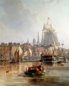 Nave nel porto di Rouen nel 1855 (dettaglio) da Charles Louis Mozin