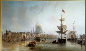 Il porto di Rouen nel 1855 da Charles Louis Mozin