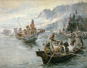 Lewis e Clark sul fiume Columbia inferiore da Charles Marion Russell