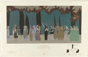 Gazette du Bon Ton, 1914 - No. 5, Pl. 43: Afrodite / Nei giardini della Dea da Charles Martin