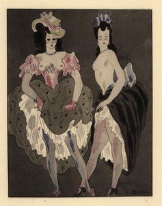 Due prostitute mezze nude vestite con sottovesti e cuffie da Charles Martin