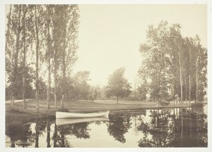 Senza titolo, c. 1850. [Barca su un lago nel Bois de Boulogne, un parco a Parigi] da Charles Marville